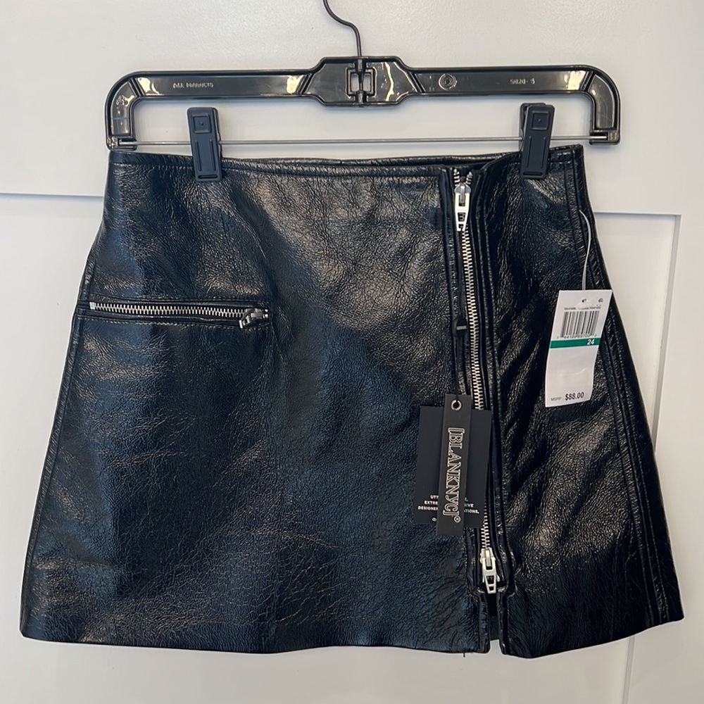 New Blank NYC Steel Panther Shiny Vegan Mini Skirt
